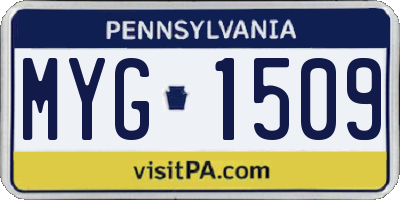PA license plate MYG1509