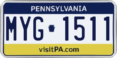 PA license plate MYG1511