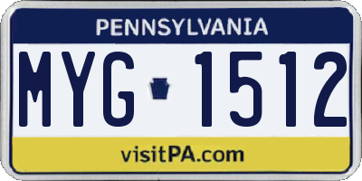 PA license plate MYG1512