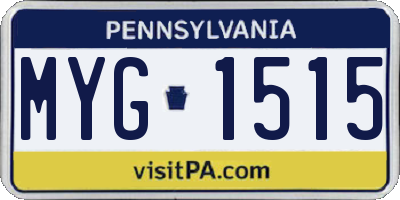 PA license plate MYG1515