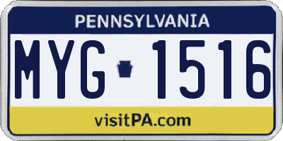 PA license plate MYG1516