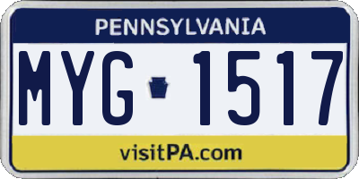 PA license plate MYG1517