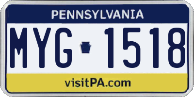 PA license plate MYG1518