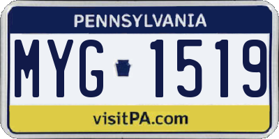 PA license plate MYG1519