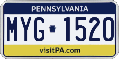 PA license plate MYG1520