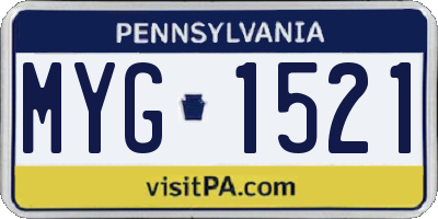 PA license plate MYG1521