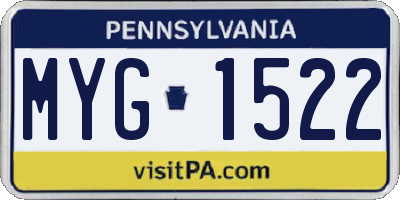 PA license plate MYG1522