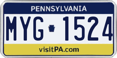 PA license plate MYG1524