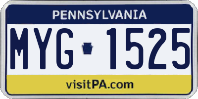 PA license plate MYG1525