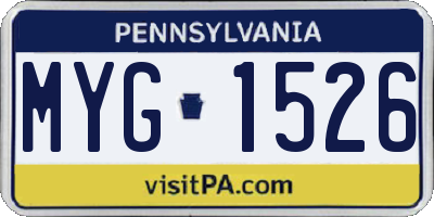 PA license plate MYG1526