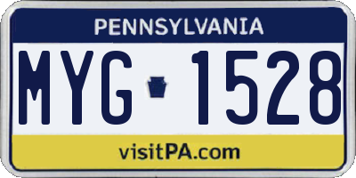 PA license plate MYG1528
