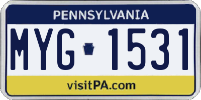 PA license plate MYG1531