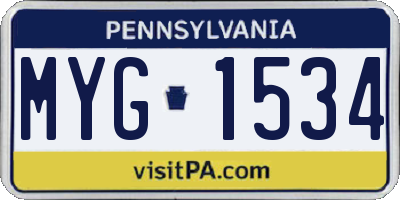 PA license plate MYG1534