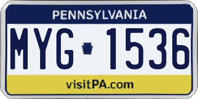 PA license plate MYG1536