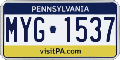 PA license plate MYG1537
