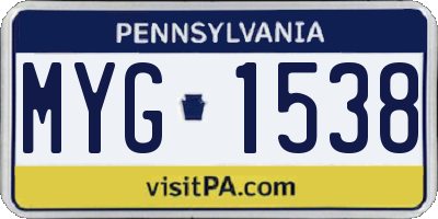 PA license plate MYG1538