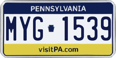 PA license plate MYG1539