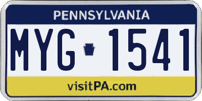 PA license plate MYG1541
