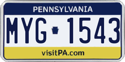 PA license plate MYG1543