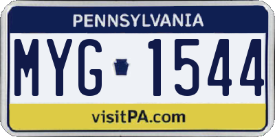 PA license plate MYG1544