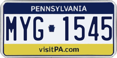PA license plate MYG1545