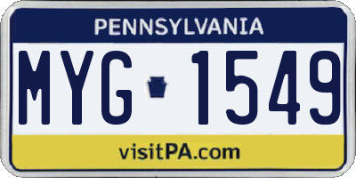 PA license plate MYG1549