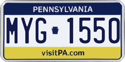 PA license plate MYG1550