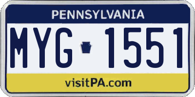 PA license plate MYG1551