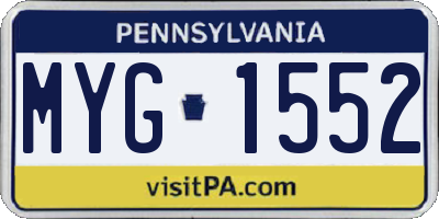 PA license plate MYG1552