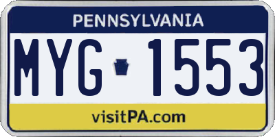 PA license plate MYG1553