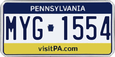 PA license plate MYG1554