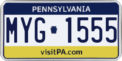 PA license plate MYG1555
