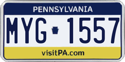 PA license plate MYG1557