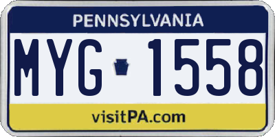 PA license plate MYG1558