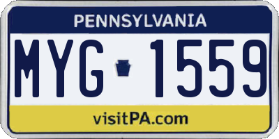 PA license plate MYG1559
