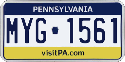 PA license plate MYG1561