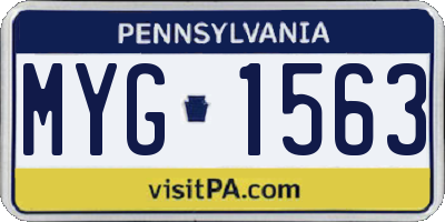 PA license plate MYG1563
