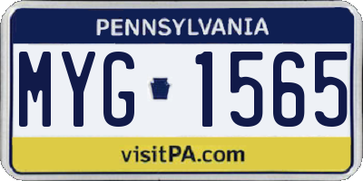 PA license plate MYG1565