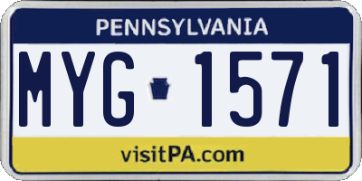 PA license plate MYG1571