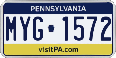 PA license plate MYG1572