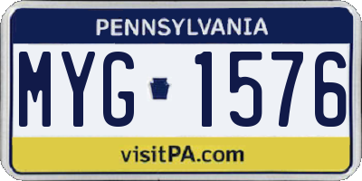 PA license plate MYG1576