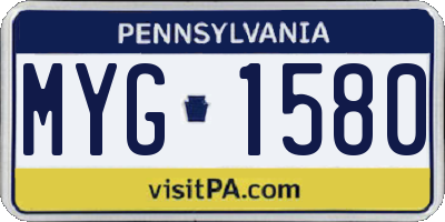 PA license plate MYG1580
