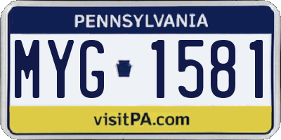 PA license plate MYG1581