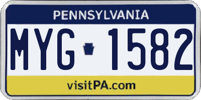 PA license plate MYG1582