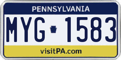 PA license plate MYG1583