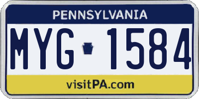 PA license plate MYG1584