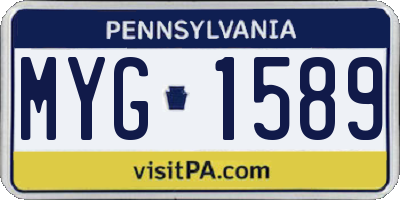 PA license plate MYG1589