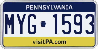 PA license plate MYG1593