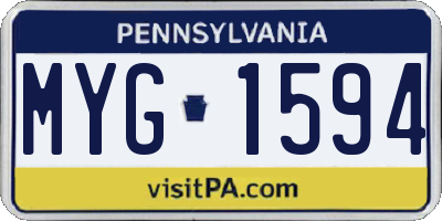 PA license plate MYG1594