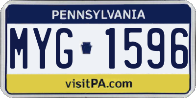 PA license plate MYG1596